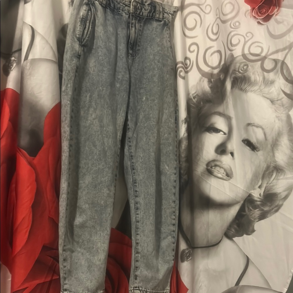 Zara Blue Ankle Cropped Jeans with Elastic Waistband